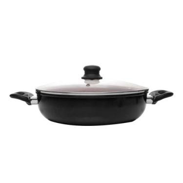 Imagem de Wok Indução Tampa Vidro Lyor 28cm Vermelho Revest Cerâmico