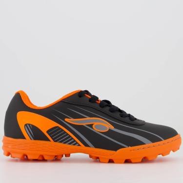 Imagem de Chuteira Dray D'Six Society Juvenil Preta e Laranja-Unissex