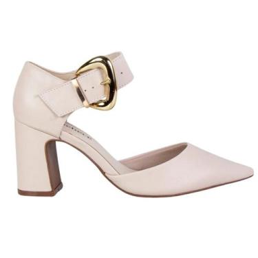 Imagem de Sapato scarpin bebecê salto bloco 7021-217, Aveia napa, 38