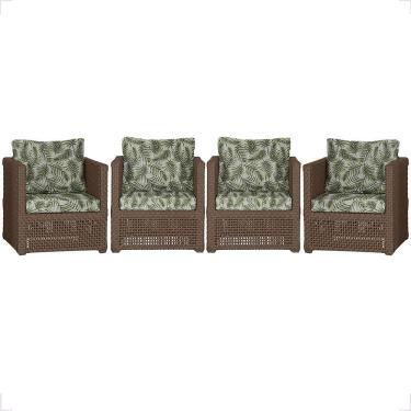 Imagem de Kit 4 Poltronas Madri Alumínio Corda Náutica Estofado Marrom Trama Original