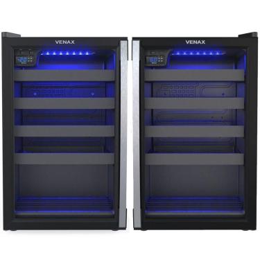 Imagem de Conjunto Venax Expositora Champanheira Porta Invertida e Adega Piubella 100 L Preto Fosco 220v