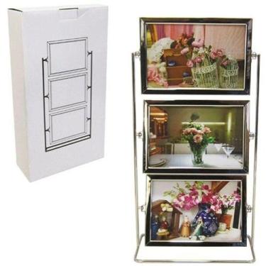 Imagem de Porta Retrato Triplo Vertical Giratório 10x15 P- 6 Fotos - SANXIA