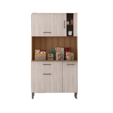 Imagem de Armário De Cozinha Multiuso Com 4 Portas Gaveta e Cristaleira Vp - Mad