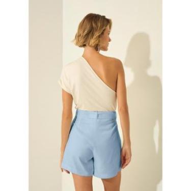 Imagem de Shorts De Cintura Alta Com Cinto Em Tecido Com Linho-Feminino