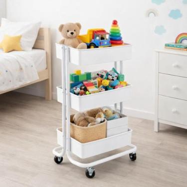 Imagem de Carrinho Organizador 3 Prateleiras Com Rodinhas Multiuso - Genérica