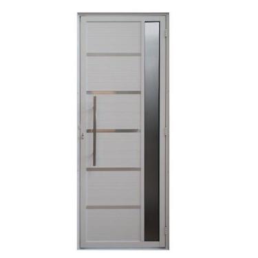 Imagem de Porta de Alumínio Lambril Solara com Visor e Puxador 70 X 210 Abertura