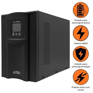 Imagem de NoBreak Senoidal Puro 3000VA 220V Aitek ANBBE3000P  2100W, Dupla Conve