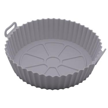 Imagem de Forma Redonda Lyor de Silicone para Air Fryer Cinza