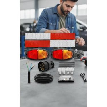 Imagem de Kit Lanternas Reboque Carretinha Engate Completo Amarelo - Congratulat