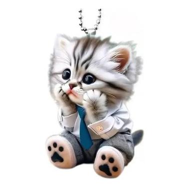 Imagem de Pingente de Carro Formato Gato Realista para Retrovisor - Topmixshop, 