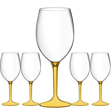 Imagem de Jogo 5 Taças Acrílico Eventos Festa Boccati 560ml Boccati amarelo