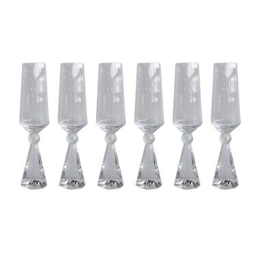 Imagem de Conjunto 6 Taças Diamond Para Champanhe Vidro com Base de Cristal Transparente 305ml BJ...