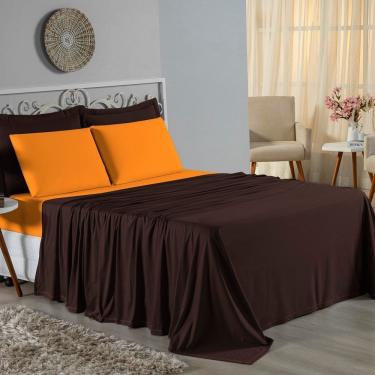 Imagem de Jogo De Cama King Nobre 4 Peças Lençol Com Elástico De 30cm De Altura Malha 100% Algodã...