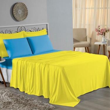 Imagem de Jogo de Cama Casal Nobre 4 Peças Lençol com Elástico de 30cm de Altura