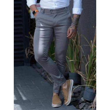 Imagem de Calça Alfaiataria Masculina Skinny Sarja Premium Elegante Moderna Conf