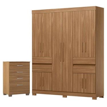 Imagem de Guarda Roupa Casal Vizanno 10 Portas Com Cômoda Astral Amêndola Touch Com Pés - Demóbile