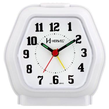 Imagem de Despertador Analógico Quartzo Herweg 2635 021 Branco