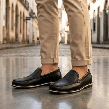 Imagem de Sapato Mocassim Masculino Democrata Cor:NavyTamanho:40, Preto, 40