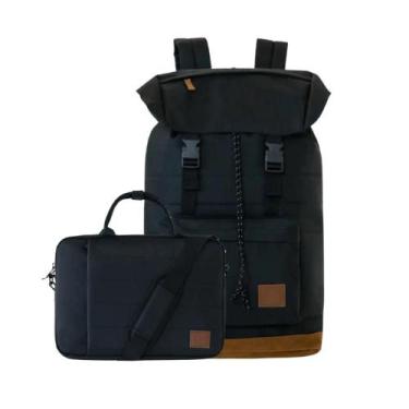 Imagem de Kit Mochila + Pasta Casual para Notebook Atlanta Preto - Bagaggio