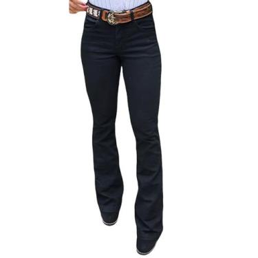 Imagem de Calca Jeans Feminina Flare Lisa Preta- Country City, 44, Preto