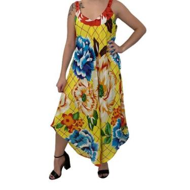 Imagem de Vestido Florido Indiano Moda Praia Tamanho Unico - Deeyaa
