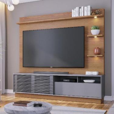 Imagem de Painel Home Theater Suspenso 2,0 Sala de Cinema - Alpoim, Freijo/Cinza