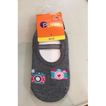 Imagem de Meia Infantil Pansocks Puket Solado Antiderrapante Cinza Com Desenho C