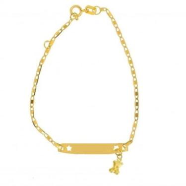 Imagem de Pulseira Piastrine Infantil Ouro 18k, Plaquinha Estrela Vaza - Joias D