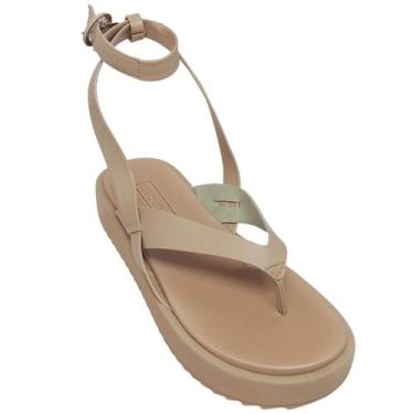 Imagem de Sandália Moleca Feminina Flatform Napa Turim Casual, Nude, 38