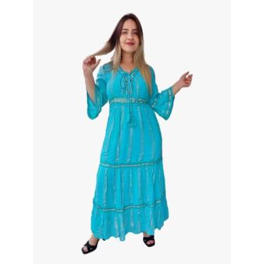 Imagem de Vestido Longo Indiano Lurex Linha Luxo Boho Chic c/ Forro-cod.04 - Ale