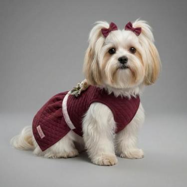 Imagem de Vestido Cachorro Matelasse Inverno Vinho Snob Dog, PP