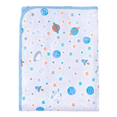 Imagem de Cobertor Papi Flanelado 1,10m X 90cm Planetas Azul, Azul Claro, Único