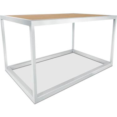 Imagem de Mesa De Centro Goldin Retangular Para Sala Decoração Branco/Jade - Gen
