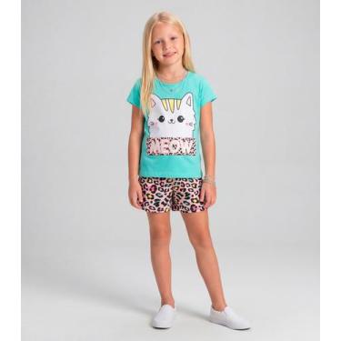 Imagem de Pijama Verão Menina Curto Algodão Kappes Verde, 10, Verde