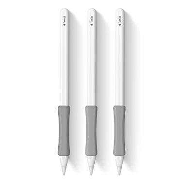 Imagem de Pacote com 3 capas cinzas para iPencil de silicone ergonômico, compatível com Apple Pencil 2ª geração, iPad Pro 11 de 12,9 polegadas 2018