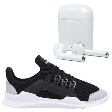 Imagem de Tênis Caminhada Corrida Leve Macio Confortável Fitness Academia + Fone Sem Fio Bluetooth