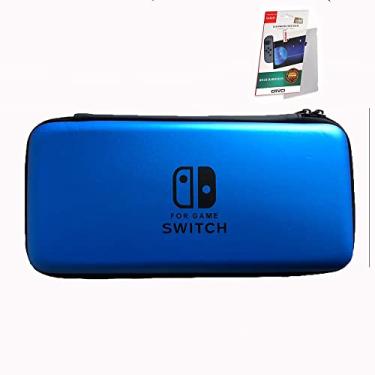 Imagem de Capa Case Estojo Para Nintendo Switch Console + Pelicula Vidro - Azul.