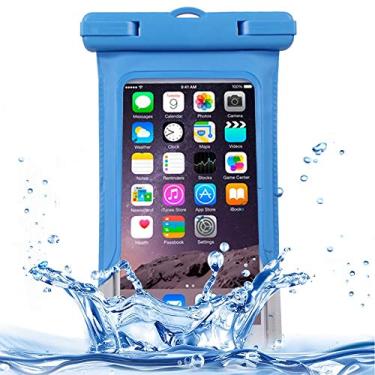 Imagem de Capa ultra fina transparente à prova d'água bolsa protetora com cordão para iPhone 6/5/5S/5C Capa traseira para telefone (Cor: Azul)