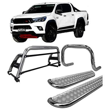 Imagem de Kit quebra mato+Estribo Chapa+Santo Ant H2 Hilux 16/20 CROMO