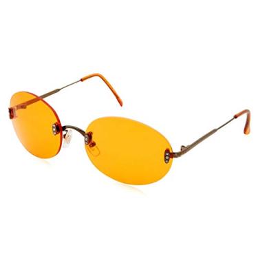 Imagem de grinderPUNCH Óculos de sol femininos hipster retrô redondo leve armação de plástico sem aro, Laranja, Large