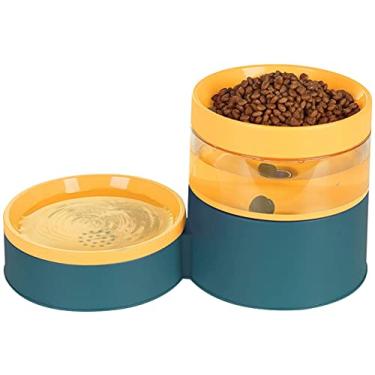 Imagem de Tigelas duplas para cães e gatos – Alimentador automático 2 em 1, dispensador de água removível por gravidade e tigela de comida para gatos/filhotes, design atualizado antivômito para gatos levantados - (verde)