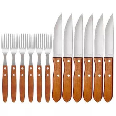 Imagem de Conjunto Churrasco Garfo E Faca 12 Peças Madeira - Mor
