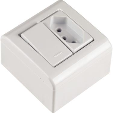 Imagem de Caixa de Sobrepor com 1 Interruptor Simples 10 A 250 V e 1 Tomada 2P+T 20 A 250 V Tramontina LizFlex Branca Tramontina