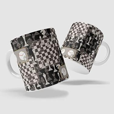 Imagem de emi estampas Caneca Peças Jogo Xadrez 22 - Porcelana - 325 ml