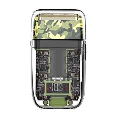 Imagem de KEMEI Aparelhos de barbear para homens, barbeadores elétricos profissionais para homens, barbeador elétrico sem fio, máquina de barbear recarregável com visor LED (TX7 transparente)