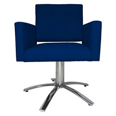 Imagem de Poltrona Decorativa Camila Pés Metal Giratório Suede Azul Marinho - DS Estofados