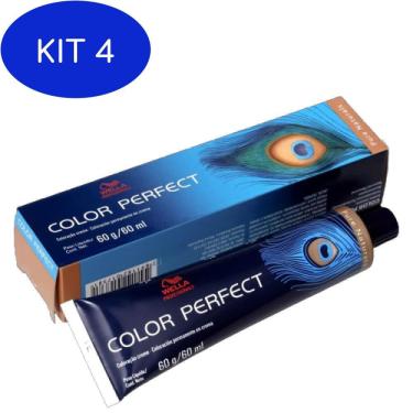Imagem de Kit 4 Tinta Coloração Wella Color Perfect 60G 3/0 Castanho
