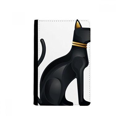 Imagem de Antigo Egito abstrato gato preto padrão porta passaporte notecase burse capa carteira cartão bolsa, Multicolor