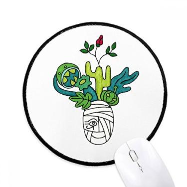 Imagem de DIYthinker Horus Botany múmia planta cacto mouse pad desktop escritório tapete redondo para computador