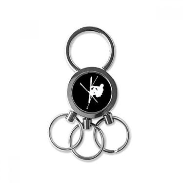 Imagem de Skateboarding Preto Esporte contorno Aço Inoxidável Metal Chaveiro Chaveiro Carro Chaveiro Clipe Presente, Multicor